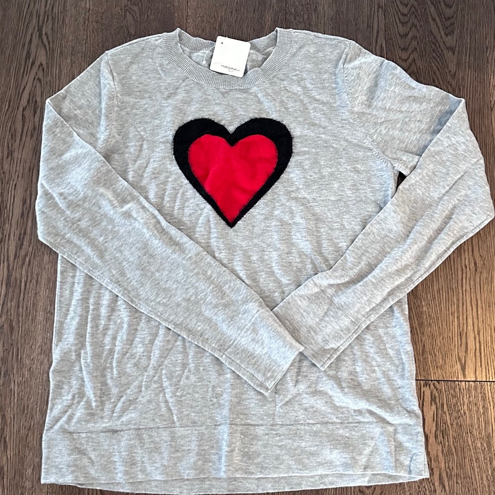 Halogen Gray Sweater with Red Heart